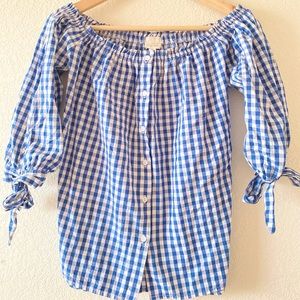 Off the shoulder ribbon sleeve Blouse